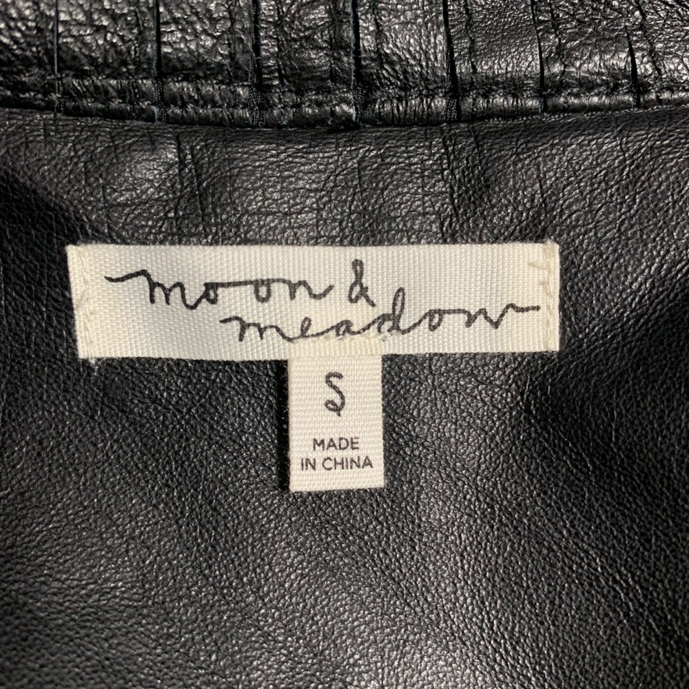 Black Leather Ribbed Draped Jacket - Womens - Picture 7 of 11